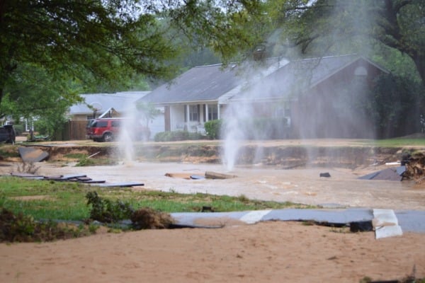 gas pipe leak in a flood picture id491665083
